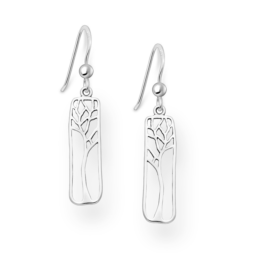 Sterling Silver Openwork Branch Drop Earrings